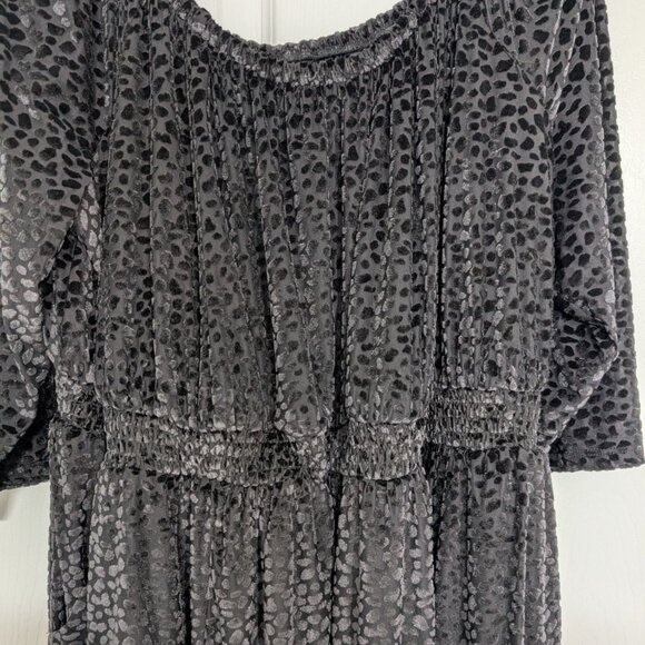 NEW Torrid Mesh Flocked Skater Peasant Dress Womens Size 3X Black 3/4 Sleeves - Picture 4 of 14